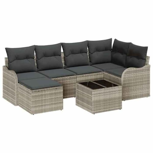 Trädgårdsmöbler - MAISON EXCLUSIVE - Modulär - Ljusgrå - Poly rattan - Inbyggd förvaring Ljusgrått