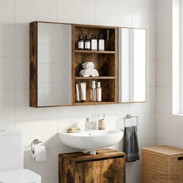 Maison Exclusive - Vægskab til badeværelse Røget Eg 40 x 10 x 60,5 cm