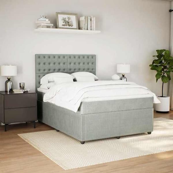 Maison Exclusive - Seng solid bund med socker og madras Grå 160x200cm Velour