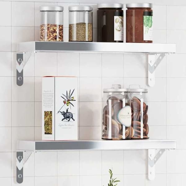 Hyldestøtte - EKSKLUSIV HUS - 15 x 2,5 x 11,5 cm - Rustfrit stål - 4 stk. - Forborrede huller Silver