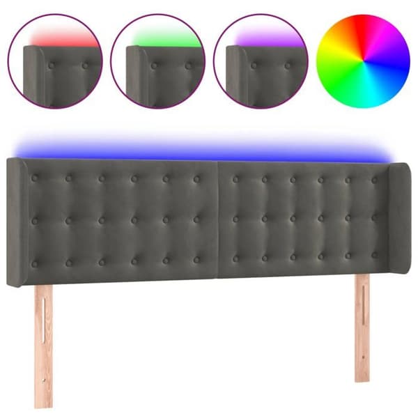 Maison Exclusive - LED Hovedgærde Mørkegrå 147x16x78/88 cm Velour mörkgrå