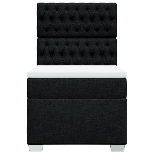 Maison Exclusive - Sengebund med lameller og madras Sort 100x200 cm Stof