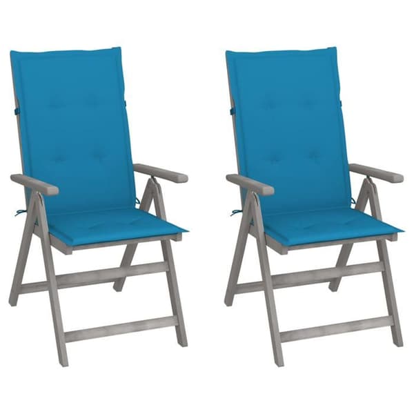 Maison Exclusive - Trädgårdsfällstolar set om 2 med kuddar i akaciaträ Tvättad grå