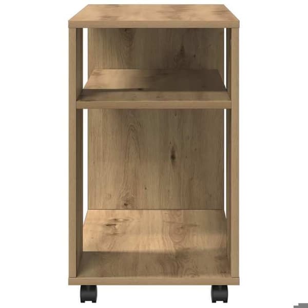 Maison Exclusive - Sidebord med hjul i håndlavet egetræ og ingeniørtræ