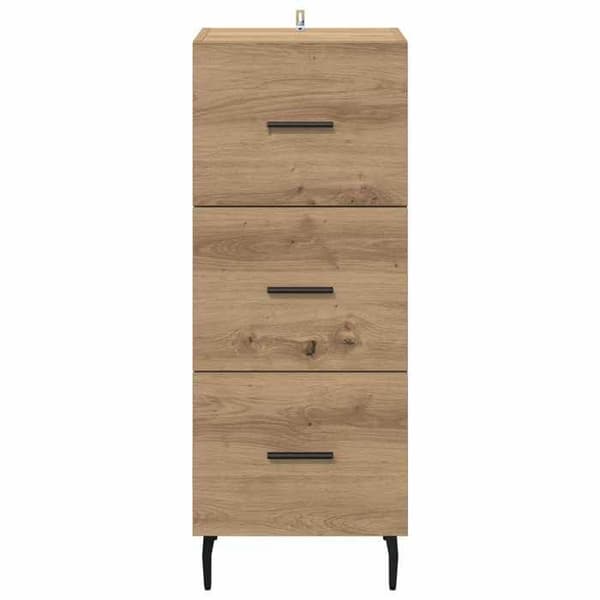 Maison Exclusive - Buffet i egetræ, håndlavet 34 x 34,5 x 90 cm Ingeniørtræ