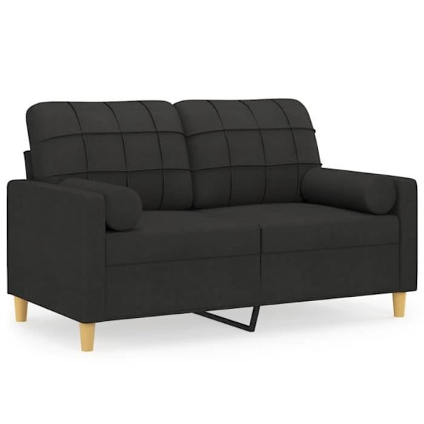 2-personers sofa med pyntepuder sort 120 cm stof80 [cm] Svart