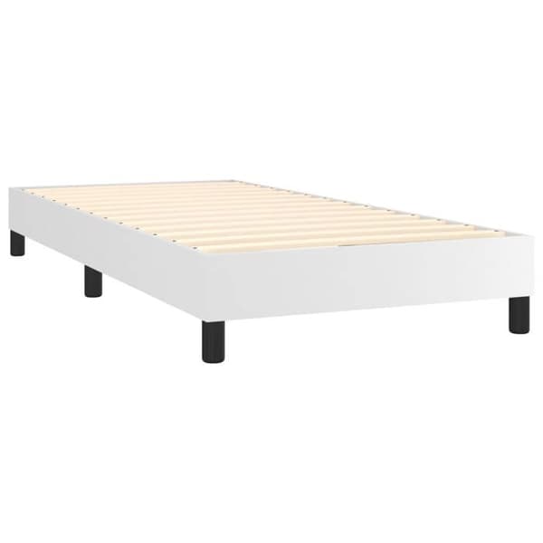 Maison Exclusive - Seng med lamelseng og madras Hvid 100x200cm Simil læder