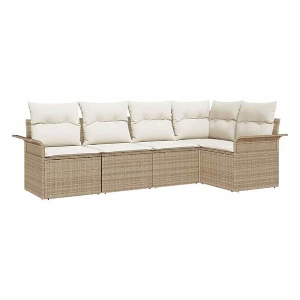 Trädgårdsmöbler - EXKLUSIVT HUS - Modulär - 5 delar - Beige polyrotin - Stålstruktur beige