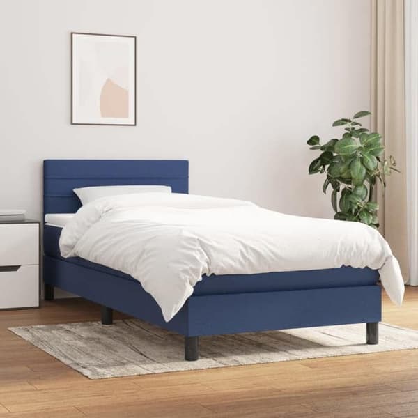 Maison Exclusive - Sengestel med springmadras Blå 90x200 cm Stof