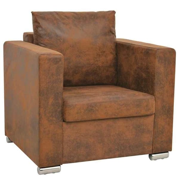 Maison Exclusive - Brun fåtölj 82 x 73 x 82 cm i mockaimitation kastanj