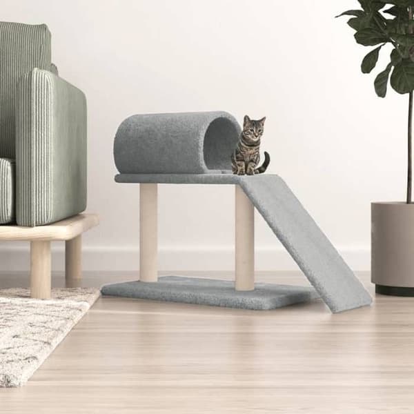 Maison Exclusive - Katte træ med tunnel og stige lys grå 55,5 cm
