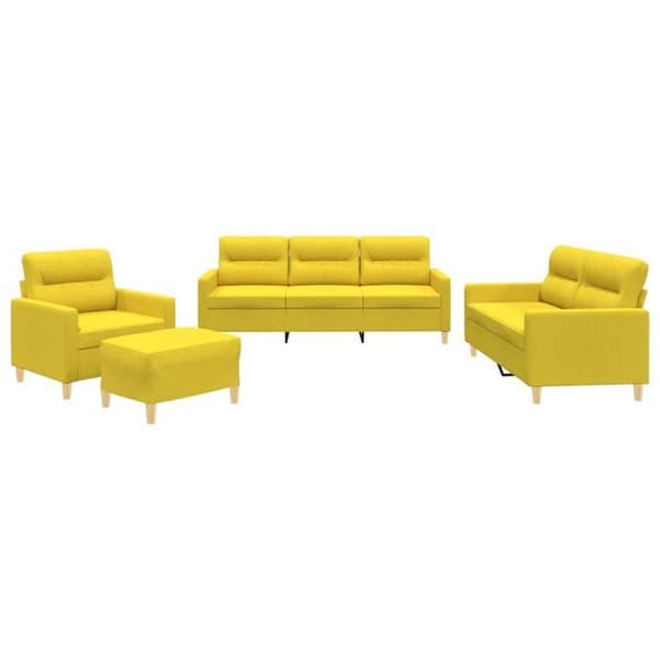 Maison Exclusive - Sæt af 4 sofaer med puder Lys gul Stof