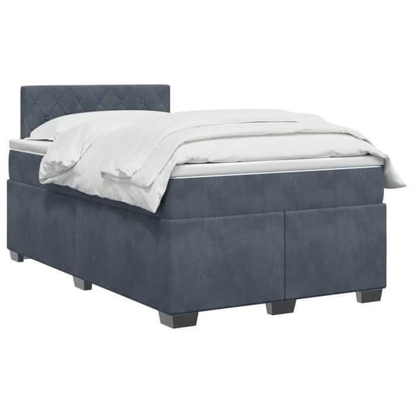 Ljus boxspring - MAISON EXCLUSIVE - Boxspring - 120 x 200 cm - Mörkgrå sammet - Justerbar huvudgavel 78-88 cm Mörkgrå