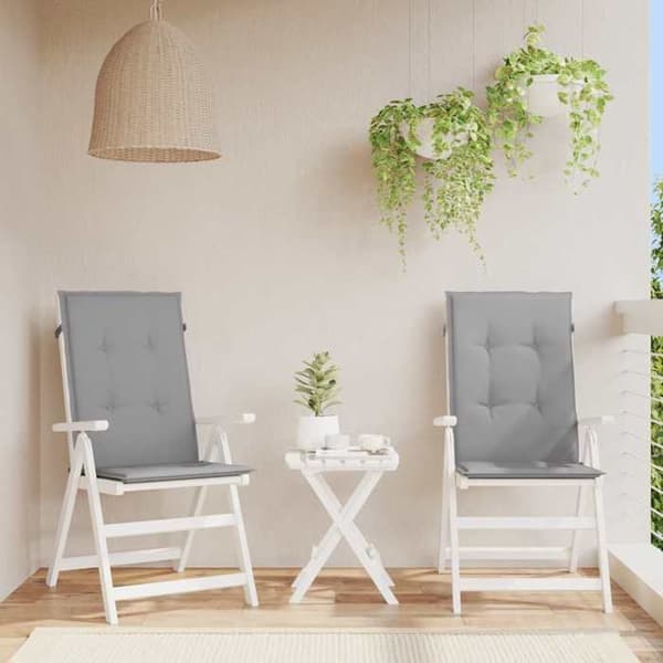 Maison Exclusive - Hög ryggstolskuddar för trädgård, 2-pack, grått tyg