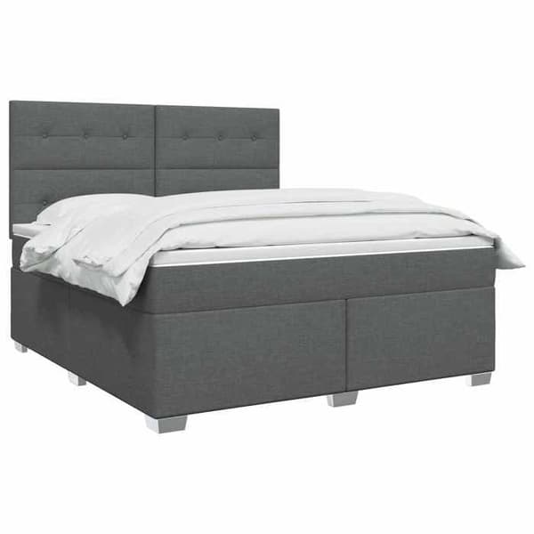 Maison Exclusive - Boxspring säng med madrass Mörkgrå 160 x 200 cm Tyg Mörkgrå