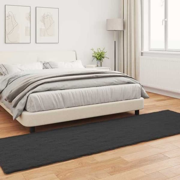 Matto - MAISON EXCLUSIVE - OLITE - Liukumaton - Tekoturkki (polyesteri) - Musta 80 x 250 cm Svart