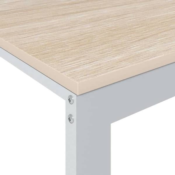 Maison Exclusive - Hvidt og egetræ computerbord 110x60x73 cm agglomereret