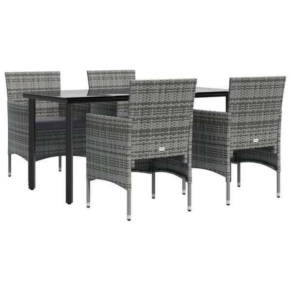 Maison Exclusive - Trädgårdsset med matbord och kuddar 5 delar Grå/svart
