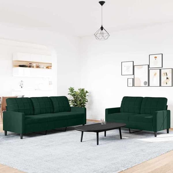 Maison Exclusive - Sæt af 2 sofaer med puder Mørkegrøn Velour