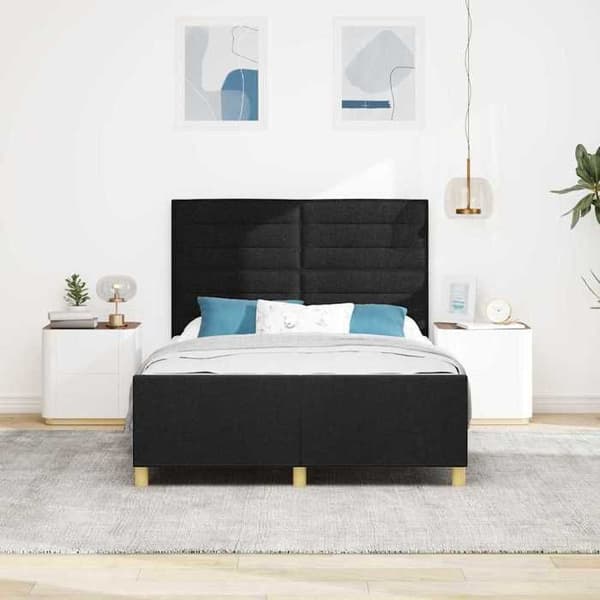Maison Exclusive - Sengestel med hovedgærde Sort 160 x 200 cm stof