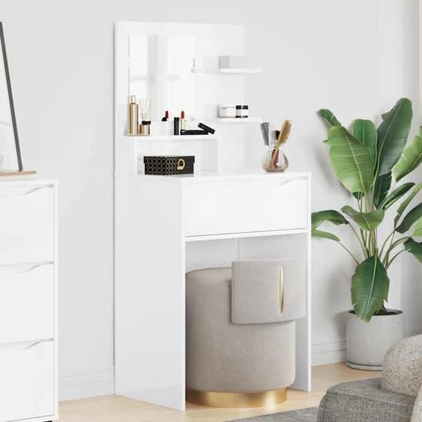 Maison Exclusive - Sminkbord för sovrum Vit glansig Strålande vit