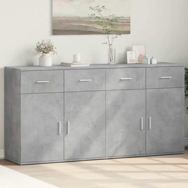 Maison Exclusive - Buffet 2 stk grå beton 79x38x80 cm ingeniørtræ
