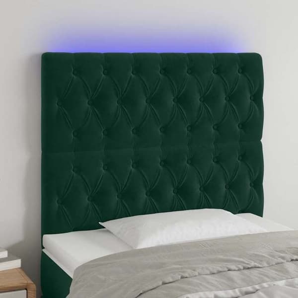 Maison Exclusive - LED-päätylevy tummanvihreä 100x7x118/128 cm sametti Mörkgrön