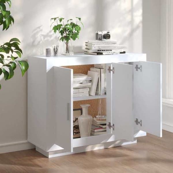 Maison Exclusive - Hvidt buffet 92x35x75 cm ingeniørtræ Vit