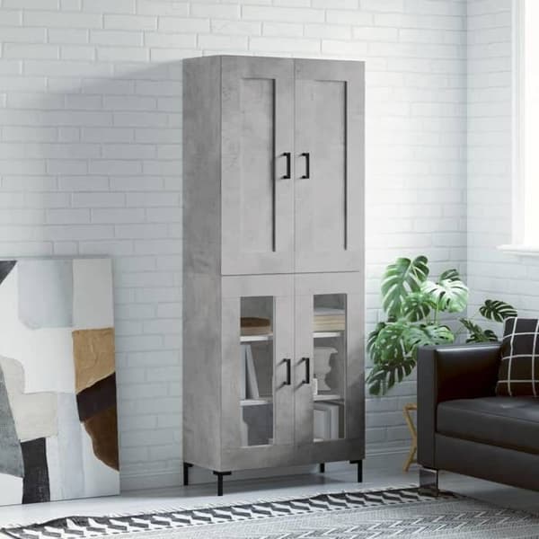 Maison Exclusive - Buffé hög Grå betong 69,5x34x180 cm Ingenjörsträ