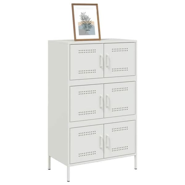 Maison Exclusive - Hvid buffet 68x39x113 cm stål Vit