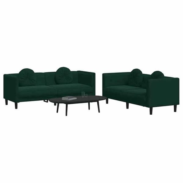 Maison Exclusive - Sæt af 2 sofaer med mørkegrønne velourpuder Mörkgrön