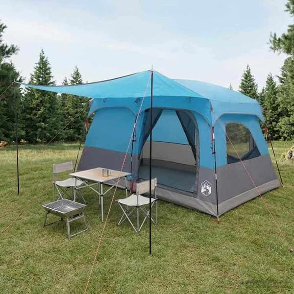 Familjetält - EXKLUSIVT HUS - 6 platser - Polyester - Blå - Fällbar, väderbeständig