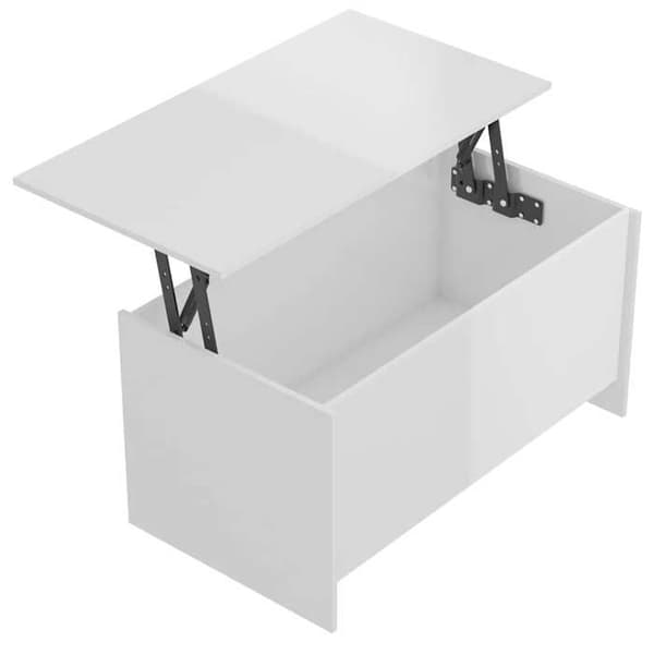 Bord - EKSKLUSIV HUS - 102×55,5×52,5 cm - Hvid højglans - Løftbart bordplade - Ingeniørtræ Vit