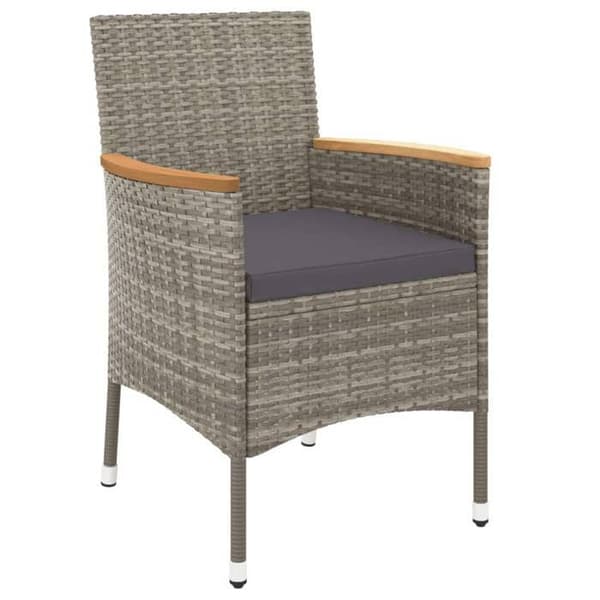 Maison Exclusive - Havebistro sæt 5 dele med grå puder i poly rattan Grå