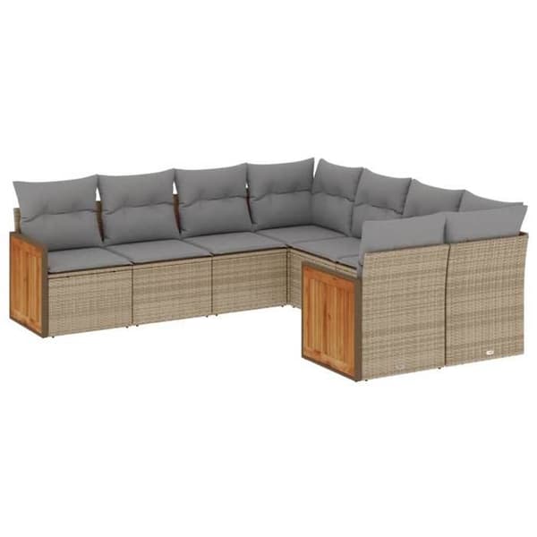 Maison Exclusive - Trädgårdsmöbler med kuddar 8 delar beige flätad resin