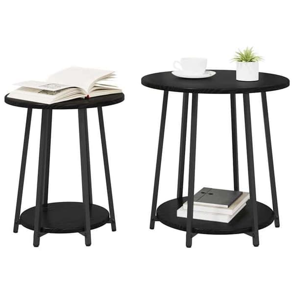 Maison Exclusive - Sæt af 2 sideborde Sort eg 50 x 50 x 51 cm svart ek