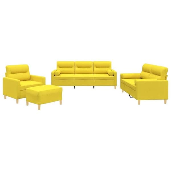 Maison Exclusive - Sæt af 4 sofaer med lysegule puder i stof