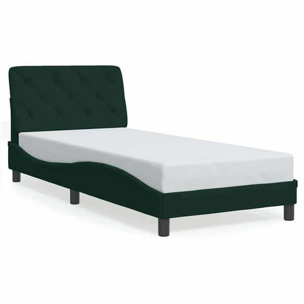 Maison Exclusive - Sängram utan madrass mörkgrön 90x200 cm sammet