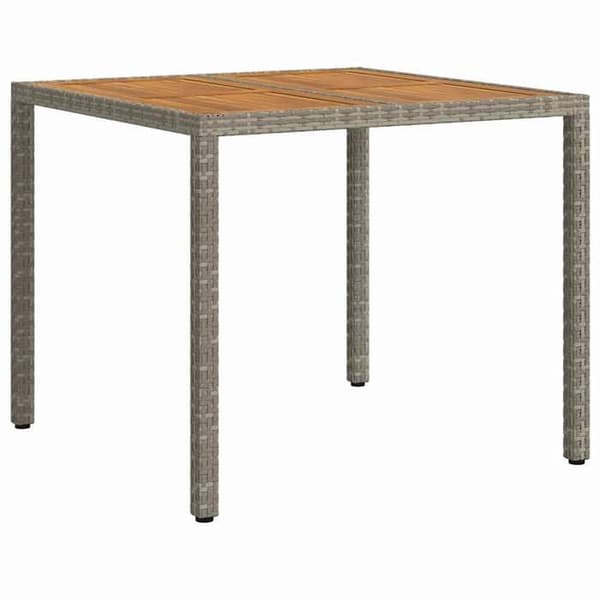 Puutarhapöytä - EXKLUSIIVINEN KOTI - Neliö 90x90x75 cm - Polyrottinki - Teräsrunko pinnoitettu - Harmaa Grå
