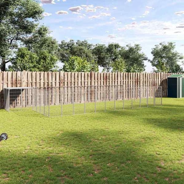 Maison Exclusive - Hopeinen Kenneli 22,99 m² Teräs