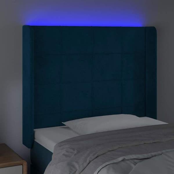 Maison Exclusive - Sänggavel med LED Blå mörk 103x16x118/128 cm Sammet Mörkblå