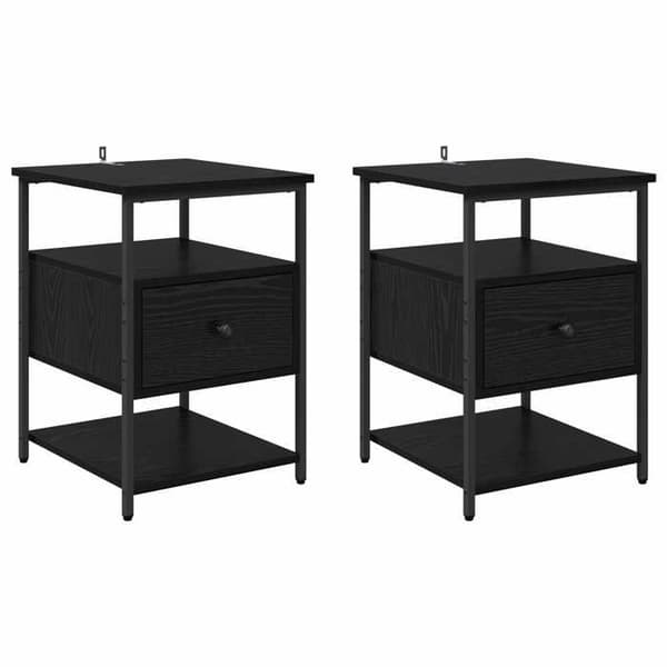 Maison Exclusive - Natbord 2 dele Sort eg 40 x 42 x 56 cm