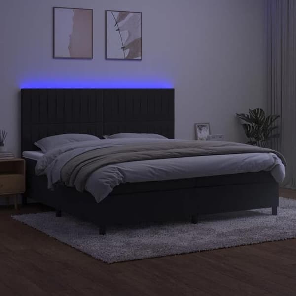 Maison Exclusive - Lamelseng madras og LED Sort 200x200 cm Fløjl
