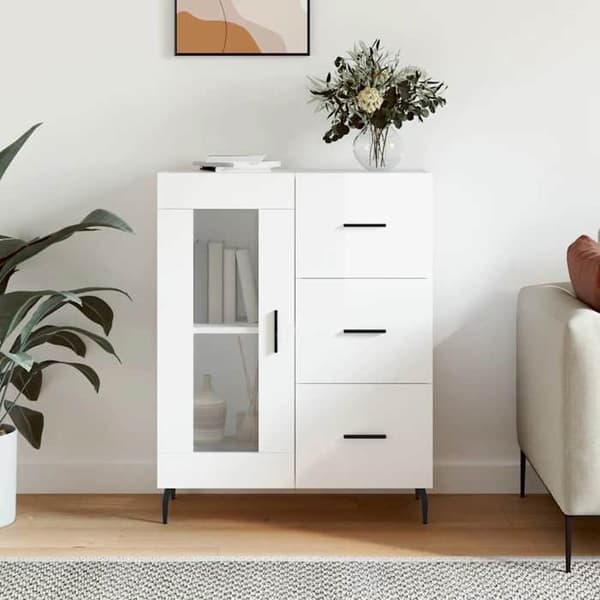 Maison Exclusive - Hvid glans buffet 69,5x34x90 cm Ingeniørtræ