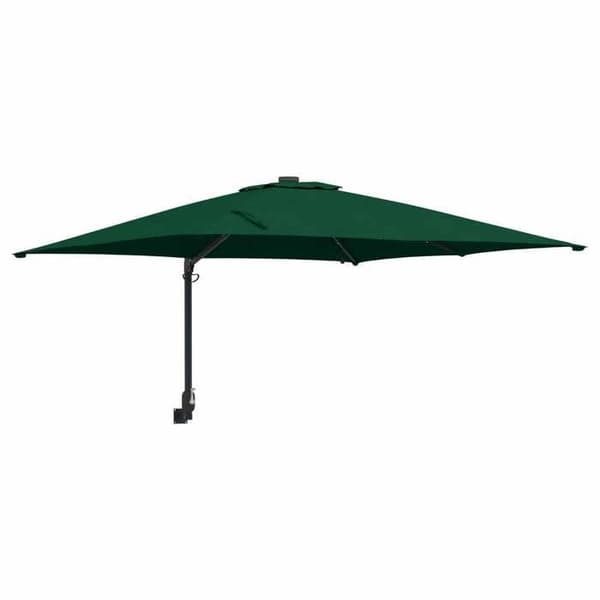 Parasol med sidostöd - EXKLUSIV HEM - 248,5×247,5×160 cm - Sidostång - UV-beständig polyester - Solenergi LED Grön
