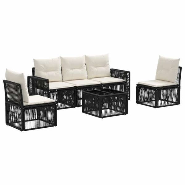 Maison Exclusive - 6-delt have-sofa sæt i sort og creme polyrotin