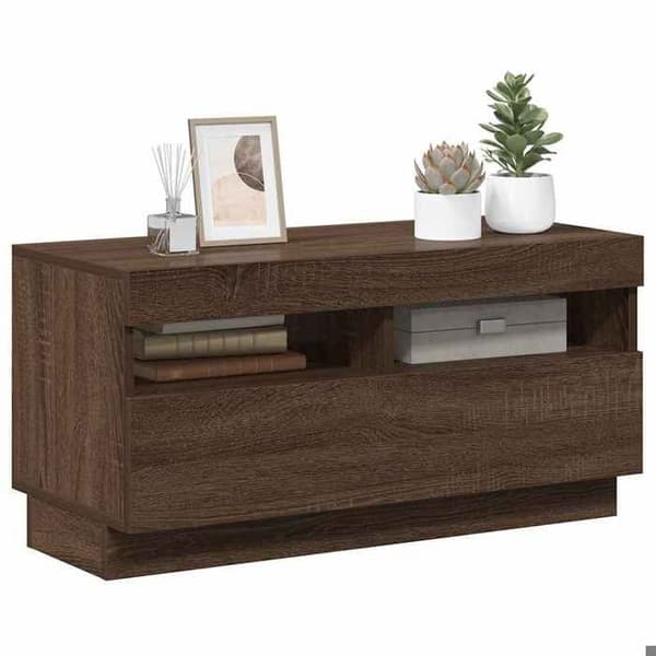 Maison Exclusive - TV-møbel med LED-lys, brunt egetræ 80x35x40 cm