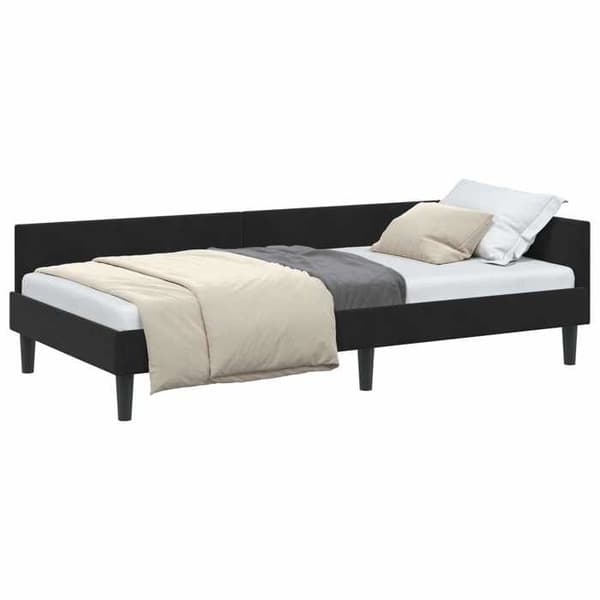 Maison Exclusive - Svart hörnsängram 100 cm x 200 cm Sammet