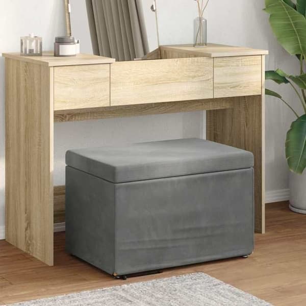 Maison Exclusive - Mørkegrå Taburet 61 x 41 x 40 cm Velour og Komposittræ