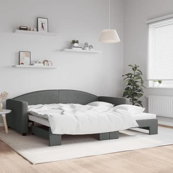 Maison Exclusive - Päivävuode, jossa on alavuode ilman patjaa, tummanharmaa 100x200 cm mörkgrå